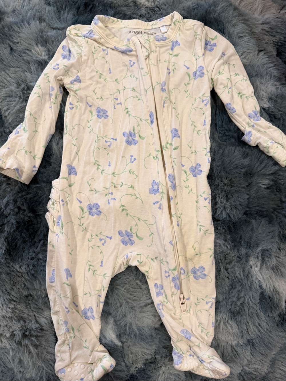 Angel Dear Cream One-Piece with periwinkle Floral Print